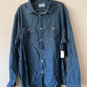 denim men’s button down shirt